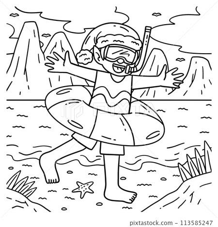 Christmas in July Elf with Snorkel Coloring Page Christmas in July Elf with Snorkel Coloring Page 113585247