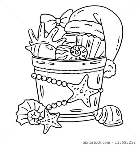Christmas in July Seashells and Hat Isolated  113585252