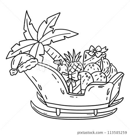 Christmas in July Sleigh with Fruits Isolated Christmas in July Sleigh with Fruits Isolated 113585259