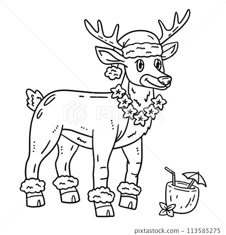 Christmas in July Reindeer with Necklace Isolated  113585275