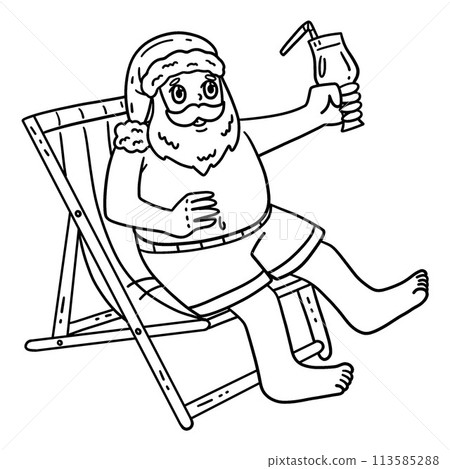 Christmas in July Santa Sunbathing Isolated Christmas in July Santa Sunbathing Isolated 113585288