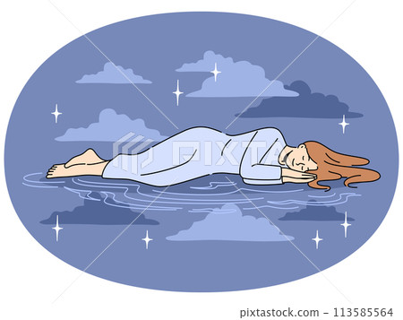 Salm woman sleep in dark night sky 113585564