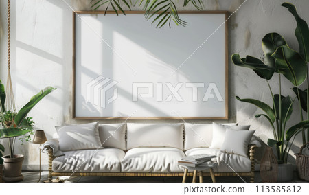 Frame and poster mockup in interior background Frame and poster mockup in interior background 113585812