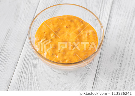 Bowl of burger sauce Bowl of burger sauce 113586241