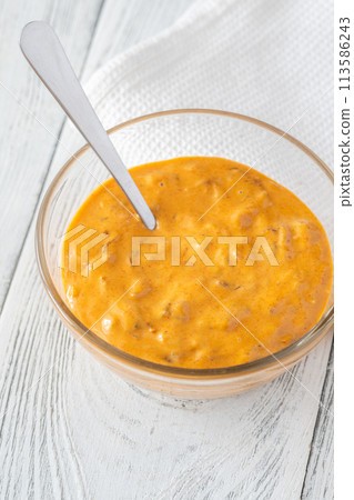 Bowl of burger sauce 113586243