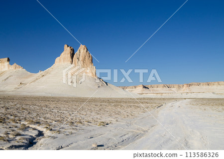 Stunning rock pinnacles in Bozzhira valley view, Kazakhstan 113586326