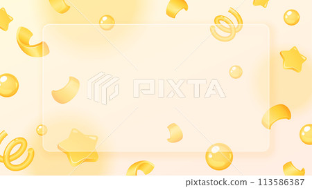3D cute party cracker contents glass morphism background_16:9 113586387