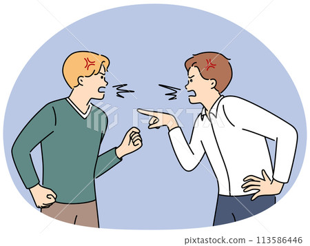 Furious men scream at each other Furious men scream at each other 113586446