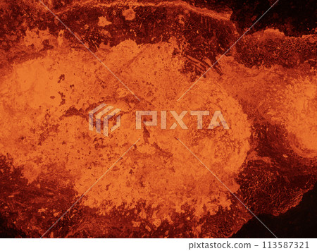 Aerial view of the texture of a solidifying lava field 113587321