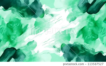 Watercolor Abstract, Natural and Refreshing Art Background. Fresh Spring Greens 113587527