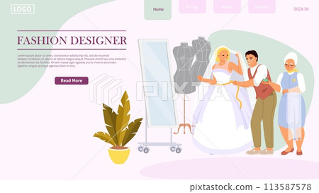 Fashion designer website template cartoon vector illustration 113587578