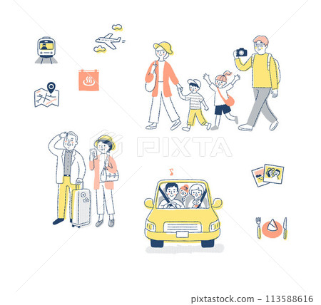 Travel image people and items set 113588616