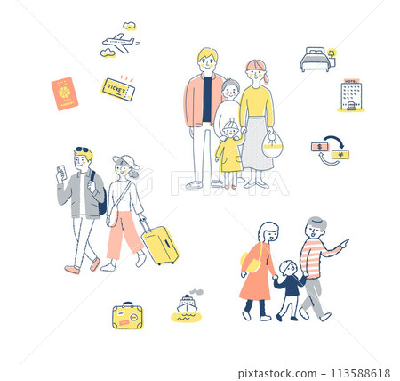 Travel image people and items set Travel image people and items set 113588618