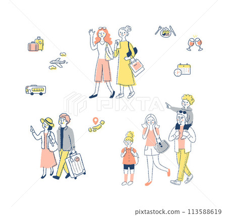 Travel image people and items set Travel image people and items set 113588619