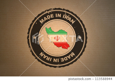Made in Iran stamped on a brown paper Made in Iran stamped on a brown paper 113588944