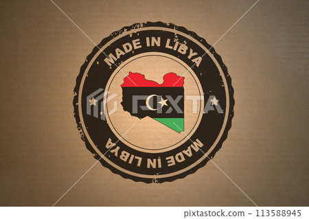 Made in Libya stamped on a brown paper Made in Libya stamped on a brown paper 113588945