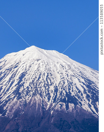 從靜岡縣富士宮市看到的剩餘雪季的富士山 113589055