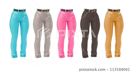 3d Different Color Denim Jeans Set Cartoon Design Style Isolated on a White Background. Vector illustration of Skinny Model Pants 3d Different Color Denim Jeans Set Cartoon Design Style Isolated on a White Background. Vector illustration of Skinny Model Pants 113589091