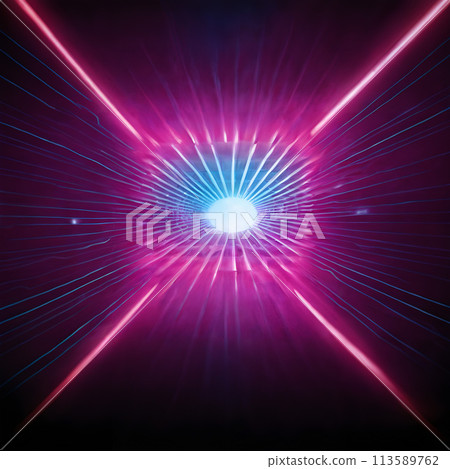 Explosion of Neon Brilliance: Light Burst in Cosmic Pink and Blue Hues 113589762