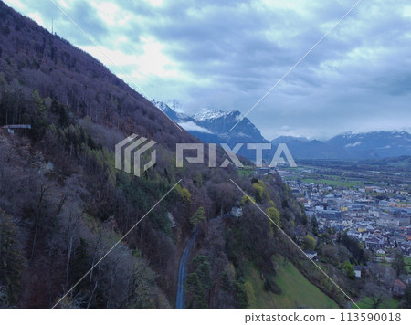The view from above Interlaken, Switzerland. Looking forward the Swiss Alps The view from above Interlaken, Switzerland. Looking forward the Swiss Alps 113590018