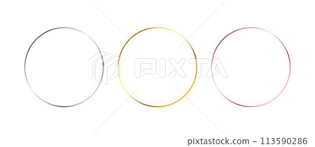 Silver, golden and rose gold thin round frames. Art deco shiny circle borders set. Thin line glowing grey, yellow and pink boarder element collection. Vector bundle for Christmas, birthday decor Silver, golden and rose gold thin round frames. Art deco shiny circle borders set. Thin line glowing grey, yellow and pink boarder element collection. Vector bundle for Christmas, birthday decor 113590286