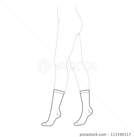 Set of stocking hosiery crew calf length hose. Fashion accessory clothing technical illustration. Vector side view Set of stocking hosiery crew calf length hose. Fashion accessory clothing technical illustration. Vector side view 113590317