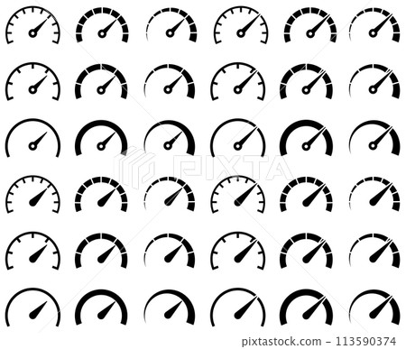 Vector illustration set of meter icons of various shapes 113590374