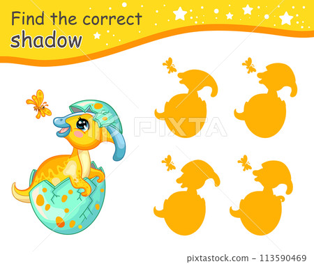 Find correct shadow of baby parasaurolophus dinosaur vector Find correct shadow of baby parasaurolophus dinosaur vector 113590469