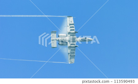 A circling U.S. Air Force A-10A Thunderbolt II attack aircraft. 113590493