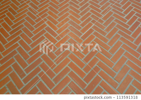 Brick tile floor with yabazu-bari (lattice pattern) Brick tile floor with yabazu-bari (lattice pattern) 113591318