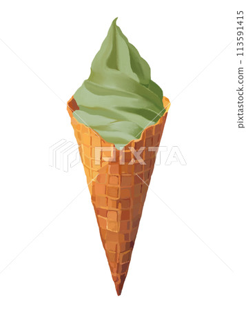 軟冰淇淋（抹茶）華夫甜筒 113591415