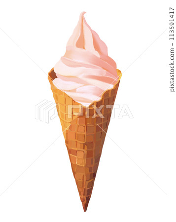 軟冰淇淋（草莓）華夫蛋捲 113591417