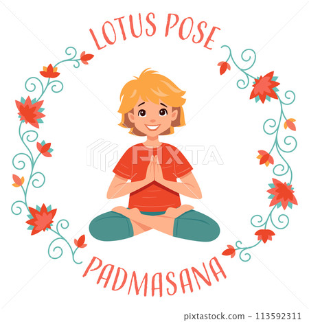 Girl doing yoga Lotus pose Girl doing yoga Lotus pose 113592311