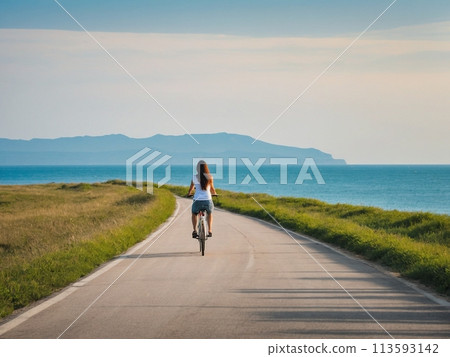 Woman cycling 113593142
