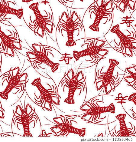 使用日式龍蝦的日式圖案 113593465