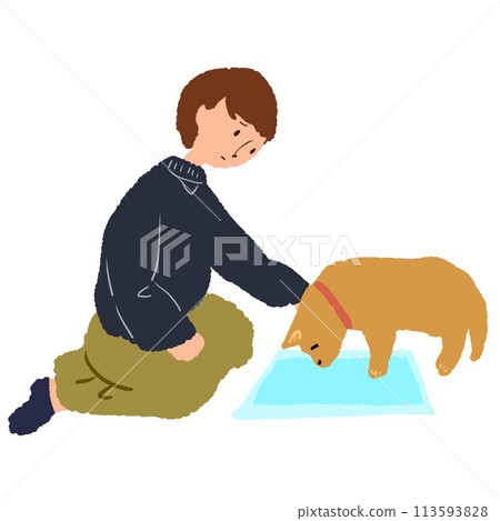 Woman worried about her dog 113593828