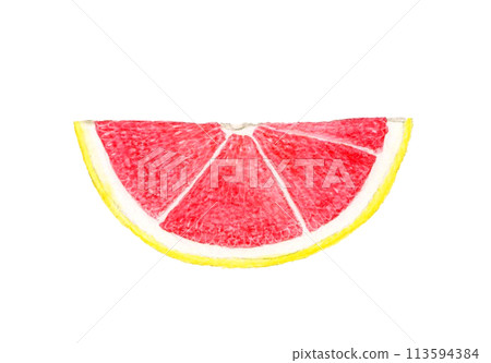 水果切粉紅柚子手繪水彩插畫素材 113594384