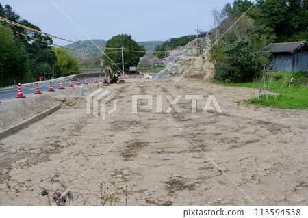 Construction work to demolish hills and widen roads Construction work to demolish hills and widen roads 113594538