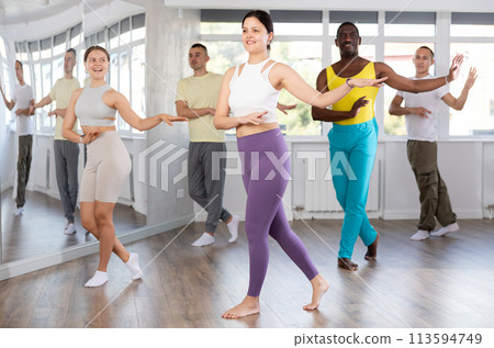 Group of people dancing jazz funk Group of people dancing jazz funk 113594749