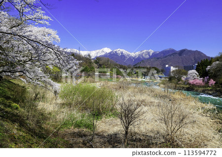 Suwa Gorge and the Tanigawa Mountain Range in Spring 113594772