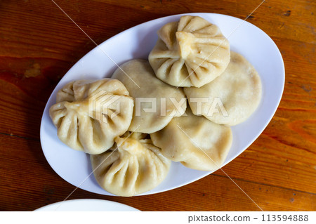 National dish of Georgian cuisine Khinkali National dish of Georgian cuisine Khinkali 113594888