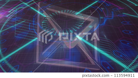 Image of envelope icon over scope scanning and data processing Image of envelope icon over scope scanning and data processing 113594911