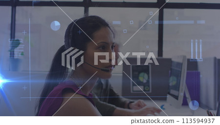 Image of data processing over diverse business people Image of data processing over diverse business people 113594937