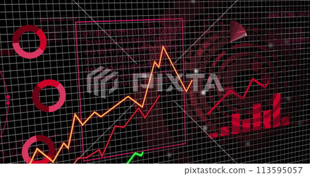 Image of financial data processing over grid Image of financial data processing over grid 113595057