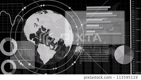 Image of financial data processing over globe Image of financial data processing over globe 113595119