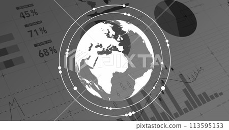 Image of financial data processing over globe Image of financial data processing over globe 113595153