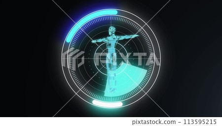Image of scope with data processing over human body Image of scope with data processing over human body 113595215