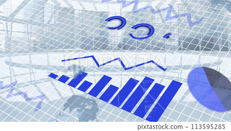 Image of financial data processing over city 113595285