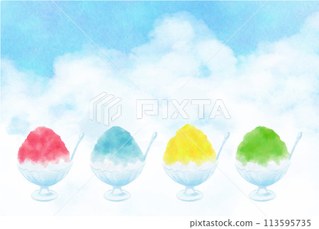 Watercolor style shaved ice background illustration Watercolor style shaved ice background illustration 113595735