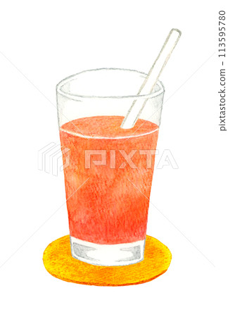 西柚汁(粉紅西柚)飲料手繪水彩插畫素材 西柚汁(粉紅西柚)飲料手繪水彩插畫素材 113595780